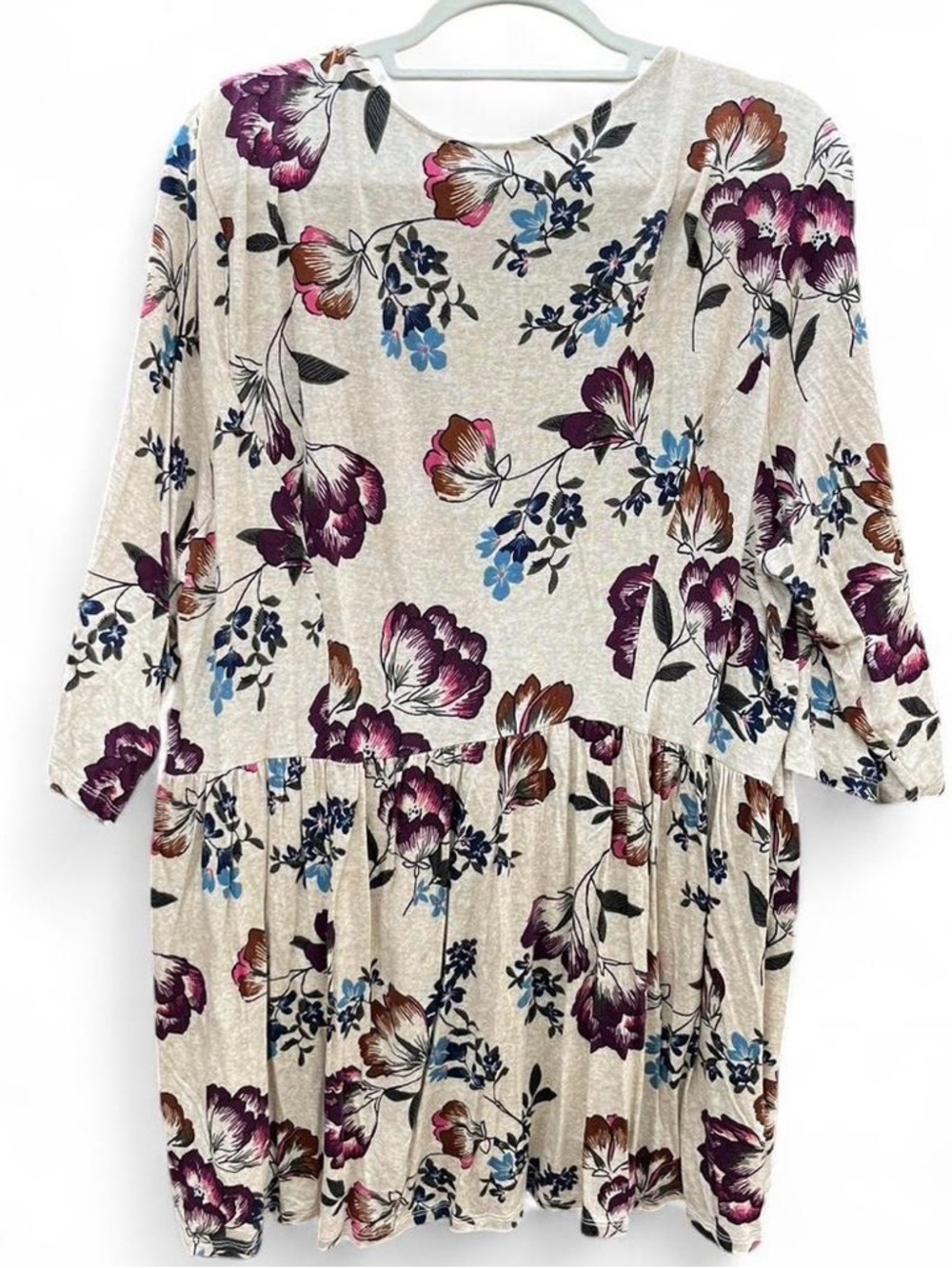 Terra & Sky Cream Floral Tie-Front Peasant Tunic - Picture 2 of 7